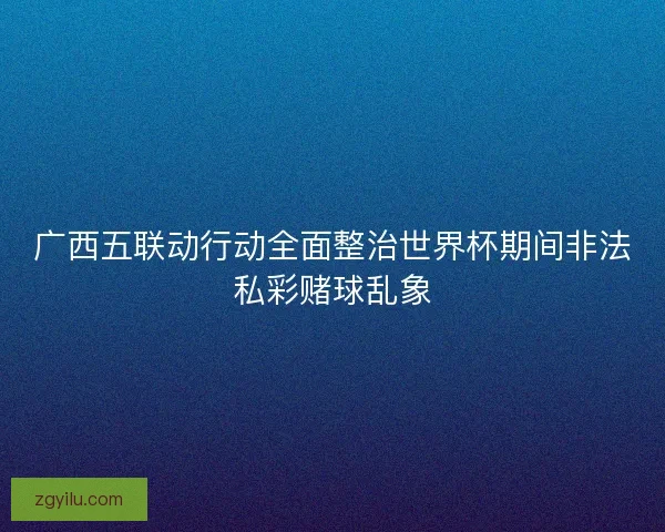 广西五联动行动全面整治世界杯期间非法私彩赌球乱象